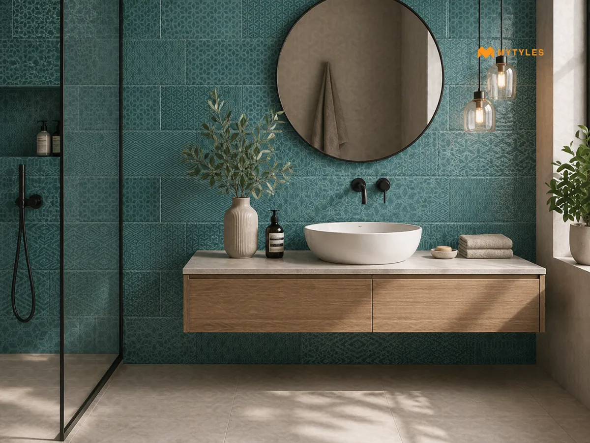 Blue Subway Bathroom Wall Tiles